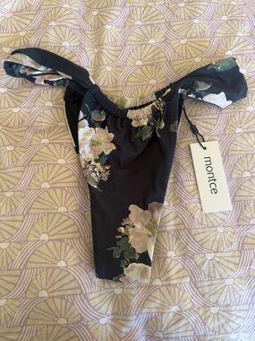 Montce Black Floral Tie-Side Bikini Bottom